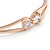 Delicate Double Loop CZ Bangle Bracelet In Rose Gold Tone Metal - 17cm L (For Small Wrists) - view 3