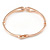 Delicate Double Loop CZ Bangle Bracelet In Rose Gold Tone Metal - 17cm L (For Small Wrists) - view 7