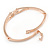 Delicate Double Loop CZ Bangle Bracelet In Rose Gold Tone Metal - 17cm L (For Small Wrists) - view 5