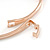 Delicate Double Loop CZ Bangle Bracelet In Rose Gold Tone Metal - 17cm L (For Small Wrists) - view 4