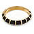 Black Enamel Hinged Bangle Bracelet In Gold Plating - 19cm L - view 6