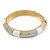 White/ Ash Grey/ Beige Enamel Hinged Bangle Bracelet In Gold Plating - 19cm L - view 7