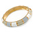 White/ Ash Grey/ Beige Enamel Hinged Bangle Bracelet In Gold Plating - 19cm L - view 5