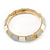 White/ Ash Grey/ Beige Enamel Hinged Bangle Bracelet In Gold Plating - 19cm L - view 6