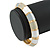 White/ Ash Grey/ Beige Enamel Hinged Bangle Bracelet In Gold Plating - 19cm L - view 3