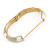 White/ Ash Grey/ Beige Enamel Hinged Bangle Bracelet In Gold Plating - 19cm L - view 4