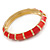 Fire Red/ Carrot Enamel Hinged Bangle Bracelet In Gold Plating - 19cm L - view 7