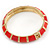 Fire Red/ Carrot Enamel Hinged Bangle Bracelet In Gold Plating - 19cm L - view 5