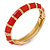 Fire Red/ Carrot Enamel Hinged Bangle Bracelet In Gold Plating - 19cm L