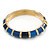 Navy Blue/ Midnight Blue Enamel Hinged Bangle Bracelet In Gold Plating - 19cm L - view 6
