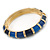 Navy Blue/ Midnight Blue Enamel Hinged Bangle Bracelet In Gold Plating - 19cm L - view 4