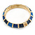 Navy Blue/ Midnight Blue Enamel Hinged Bangle Bracelet In Gold Plating - 19cm L - view 5