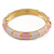 Baby Pink/ Pale Pink Enamel Hinged Bangle Bracelet In Gold Plating - 19cm L - view 7