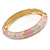 Baby Pink/ Pale Pink Enamel Hinged Bangle Bracelet In Gold Plating - 19cm L - view 5