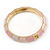 Baby Pink/ Pale Pink Enamel Hinged Bangle Bracelet In Gold Plating - 19cm L - view 6