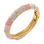 Baby Pink/ Pale Pink Enamel Hinged Bangle Bracelet In Gold Plating - 19cm L