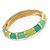 Salad/ Lime/ Azure Green Enamel Hinged Bangle Bracelet In Gold Plating - 19cm L - view 5