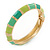Salad/ Lime/ Azure Green Enamel Hinged Bangle Bracelet In Gold Plating - 19cm L