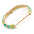 Salad/ Lime/ Azure Green Enamel Hinged Bangle Bracelet In Gold Plating - 19cm L - view 4