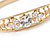 Gold Plated Round, Marquise Cut Clear CZ Bangle Bracelet - 18cm L - view 3