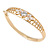 Gold Plated Round, Marquise Cut Clear CZ Bangle Bracelet - 18cm L - view 7