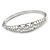 Rhodium Plated Round, Marquise Cut Clear CZ Bangle Bracelet - 18cm L - view 8