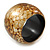Chunky Brown/ White Marble Effect Shell Bangle Bracelet - 18cm L/ Medium