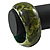 Chunky Assymetrical with Marble Effect Green Acrylic Bangle Bracelet - Large - 20cm L - view 5