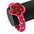 Deep Pink/ White Polka Dot Fabric Bangle with Crochet/ Leather Flower - 17cm L - view 2