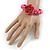 Deep Pink/ White Polka Dot Fabric Bangle with Crochet/ Leather Flower - 17cm L - view 3