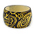 Chunky Black/ Yellow Paisley Pattern Resin Bangle Bracelet - 19cm L - view 2