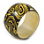 Chunky Black/ Yellow Paisley Pattern Resin Bangle Bracelet - 19cm L
