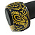 Chunky Black/ Yellow Paisley Pattern Resin Bangle Bracelet - 19cm L - view 4