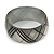 Metallic Silver/ Black Acrylic 'Tartan Pattern' Bangle Bracelet - Medium - 18cm Length - view 3