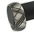 Metallic Silver/ Black Acrylic 'Tartan Pattern' Bangle Bracelet - Medium - 18cm Length - view 4