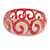 Red Swirl Motif Acrylic Bangle Bracelet (Transparent) - Medium Size - up to 18cm - view 3