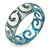 Blue Swirl Motif Acrylic Bangle Bracelet (Transparent) - Medium Size - up to 18cm L