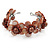 Brown Shell Floral Cuff Bracelet - Adjustable - view 4