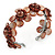 Brown Shell Floral Cuff Bracelet - Adjustable - view 2