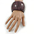 Wide Chunky Cracked Effect Wood Bracelet Bangle (Pink/ Black) - Medium - 19cm L - view 2