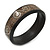 Dark Brown Wood with Silver Metal Inlay Bangle Bracelet - 20cm L/ Large