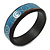 Dark Brown/ Light Blue Wood with Silver Metal Inlay Bangle Bracelet - 20cm L/ Large - view 3