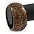 Chunky Wide Brown Shell Bangle Bracelet - 18cm L/ Medium - view 5