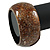 Chunky Wide Brown Shell Bangle Bracelet - 18cm L/ Medium - view 2