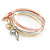 Set Of 6 Rose Gold/ Silver/ Gold Tone Slip-On Bangle Bracelets with Heart Charms - 17cm L/ For Small Wrist - view 3
