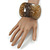 Chunky Wide Brown/ Black Marble Effect Wood Bangle Bracelet - 20cm L/ Large - view 2