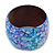 Chunky Wide Light Blue/ Purple Marble Effect Wood Bangle Bracelet - 20cm L/ Large - view 2