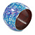 Chunky Wide Light Blue/ Purple Marble Effect Wood Bangle Bracelet - 20cm L/ Large - view 3