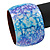 Chunky Wide Light Blue/ Purple Marble Effect Wood Bangle Bracelet - 20cm L/ Large - view 4