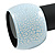 Wide Chunky White/ Light Blue Cracked Effect Wood Bracelet Bangle - Medium - 19cm L - view 4